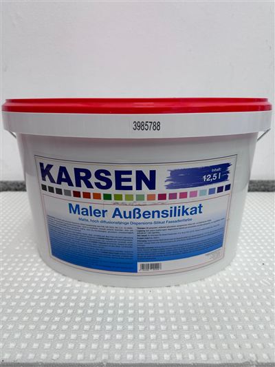 Karsen Maler Außensilikat, Gebinde im Regal bei Karsen Baustoff