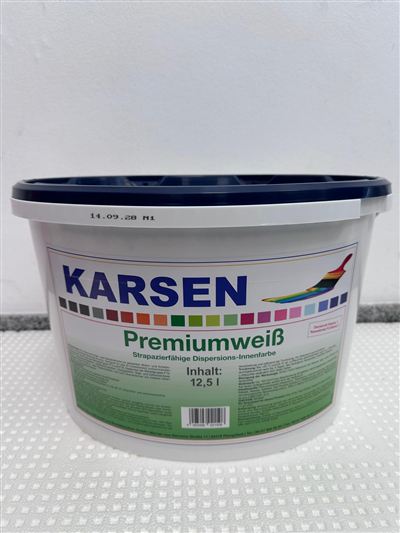 Karsen Premiumweiß, Gebinde im Regal bei Karsen Baustoff