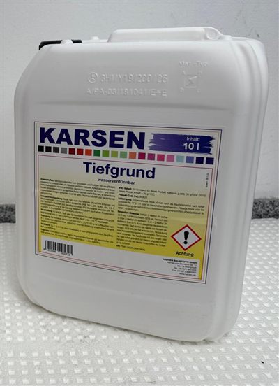 Karsen Tiefgrund, Gebinde im Regal bei Karsen Baustoff