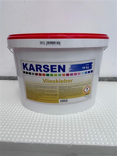 Karsen Vlieskleber, Gebinde im Regal bei Karsen Baustoff